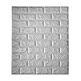 Sunhoo 3D壁紙 レンガ DIY壁紙シール 立体 ウォールステッカー防音 シート パネル ステッカー タイル 60cm×60cm (グレー, 1枚入れ)