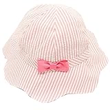 LeafIn キッズハット 子供向けクロッシェ リボン付き ブルトン チューリップハット (XS（頭囲：44cm）, ピンク)