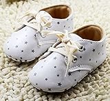 NEW Baby Leather Moccasins Gray Star Print White PU Lace-up Soft Sole Boy Sneakers First Walkers New