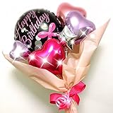 HAPPY Birthday ribbon pink バルーンブーケ お誕生日のお祝いに