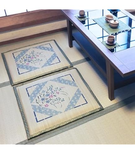 Amazon.co.jp: レトロ い草？ 夏座布団 5枚セット 和柄 55cm角