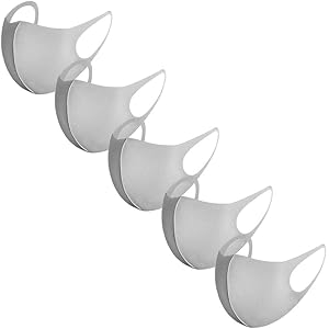 5枚入り超立体フェイスガード 夏用 薄手 冷感 布 紫外線対策 UVカット フェイスカバー 男女兼用 超立体 通気性 超快適 ひんやり フェイススカーフ 洗える 繰り返し使える パーティー コスプレ 仮装 ファッション ギフト(グレー)