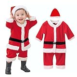 (ビモラ)VIMORA クリスマス 子供服 帽子付き 赤ちゃん サンタ コスチューム 女の子 男の子 寝相 衣装 着ぐるみ ベビー服 (80cm, 男の子)