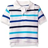 The Children's Place Boys' Short Sleeve Striped Pique Polo White 18-24 Months [並行輸入品]