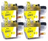フクタマ LC411Y イエロー 4本セット ブラザー(brother)用 プリンター 互換インクカートリッジ LC411-4PK 対応機種: DCP-J526N DCP-J914N DCP-J926N-W DCP-J1800N MFC-J739DN MFC-J904N MFC-J939DN 等 (LC411Y×4本セット)