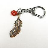 【wing】 羽根 アバロンシェル キーホルダー 天然珊瑚付き