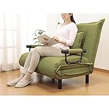 3WAYソファーベッド 【ワイドタイプ 幅103cm】 クッション/肘付き 42段階リクライニング 省スペース オリーブ