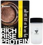 STEADY 完全栄養食 プロテイン タンパク質24g ホエイ ソイ 食物繊維 750億の乳酸菌 コラーゲン シルキーココア風味 RICH RISE PROTEIN リッチライズプロテイン 750g シェイカー 付き