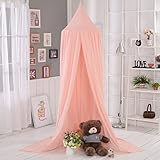 EZBUY　キッズベッドキャノピードーム　プレイテント,コットンリネン　蚊帳　子供の寝室用,ベビールーム装飾,室内室外用のウィグワム,子供の家　高さ240cm (ピンク)