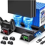 Kawaye PS4スタンド冷却ファン PS4 Slim/ PS4 Pro/Regular PlayStation4 PS4 垂直スタンドコントローラー 充電ステーション デュアル充電 PS4アクセサリー ゲームストレージ付き プレイステーションコンソール用