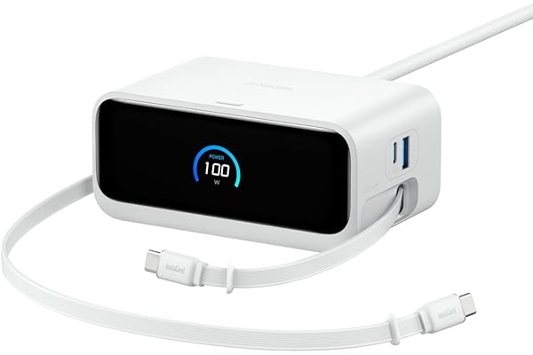 Anker Nano Charging Station (7-in-1, 100W, 巻取り式 USB-C ケーブル) (USBタップ 電源タップ) 【PSE技術基準適合】MacBook iPad iPhone Galaxy Android ホワイト