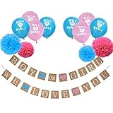 resinta Gender Reveal balloonsバナー、紙ポンポンフラワーセットベビーシャワーまたはパーティーデコレーションの妊娠発表