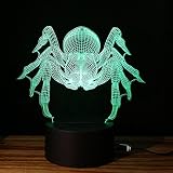 テーブルランプ3D創造性光るスパイダーLEDナイトライトベッドルームベッドサイドランプホリデーギフト,Green