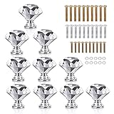 HomeIdeas 30 mmダイヤモンドクリスタルガラスキャビネットノブ食器棚引き出しプルハンドル、3サイズネジ、10のパック