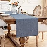 AooHome テーブルランナー ネイビー 30x140cm リネン風デザイン 無地 和風 洋風 北欧 クロス テーブルクロス テーブルセンター ブリッジランナー 洗えるポリエステル製・撥水｜防傷加工