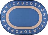 Joy Carpets Kid Essentials Early Childhood Oval Endless Alphabet Rug, Seaside, 5'4 x 7'8 by Joy Carp