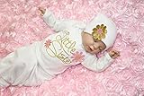 新生児赤ちゃんおくるみブランケット幼児Letterフローラル長袖服装Sleepingおくるみモスリンラップ帽子セットby makaor Size:3M Label Size:0-3M ピンク