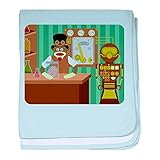 CafePress – Sock Monkeyスチームパンク科学者Baby Blanket – スーパーソフトベビー毛布、新生児おくるみ 標準 ブルー 763323951-0-98-0