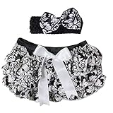 Kirei Suiベビーダマスクサテンフリル付きブルマ&リボンヘアバンド カラー: ブラック