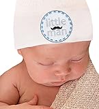 Melondipity Little Man Mustacheパッチ新生児少年ホワイト病院帽子