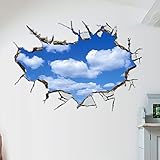 Amaonm? Removable 3D Vivid Blue Sky Holes Break Through the Wall Wall Stickers for Wall and Ceiling 