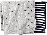 Carters Baby Boys' Striped Mustache Swaddle Blanket - 2 Pack by Carter's [並行輸入品]