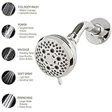 SimplyClean Fixed Shower Head Fixture - Brilliance, Chrome - 6 Spray Settings [並行輸入品]