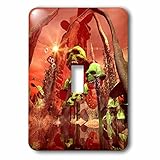 Heike Köhnenデザインファンタジー – Fantasy Mushroom Skull In The Sunset – 照明スイッチカバー – シングルトグルスイッチ( LSP _ 24305