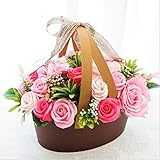 BIO ローズバスケット フレグランスソープフラワー 人気の定番商品 ボリュームバスケット お祝い 記念日 お見舞い バレンタインデー ホワイトデー 母の日 (ピンク)