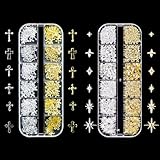 ネイルパーツ スタッズ 星 3D 立体 スター 四芒星 十字架 クロス ハロウィン ネイル スタッズ シルバー ゴールド 合金 ネイルストーン ネイルアート パーツ メタル デコパーツ ジュエリーパーツ ハンドメイド DIY 手芸素材 (D)