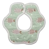 ベビー　ビブbaby６重 柔らかい360度回転可よだれかけ スナップビブ　1枚セット　1枚セット (绿鱼)