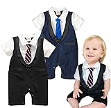 かわいいドットベストタイベビー半袖ロンパースジャンプスーツ・ワンピース (12-18M, ブルー)