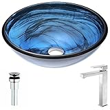 ソアーヴェシリーズdeco-glass容器シンクでサファイアWisp with Enti蛇口でつや消しニッケル