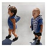 Baby Boys Hooded Denim Briefs Romper Jumpsuits (24 Months, Blue) by FEITONG