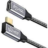 USB type C 延長ケーブル L字 0.25M タイプc 延長コード USB3.1 Gen2(10Gbps) 100W PD急速充電 4K/60HZビデオ伝送 ナイロン編みMacBook、Pad、Surface、Switch、Xperia、Ga