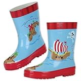 ステファンジョセフ ハリウッドスター&セレブ御用達 男の子用お宝いっぱい海賊船雨の日もへっちゃらカラフルレインブーツ,ガイコツ長靴,雨具,梅雨対策グッズ,Stephen Joseph,レインシューズ 