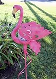 Pink Flamingo Garden Stake Glass Crackle Solar Light [並行輸入品]