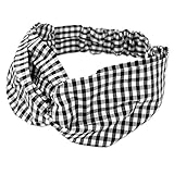 よつば洋品店オリジナル クロスヘアバンド キッズもママも使える(フリーサイズ/) ヘアーバンド (フリーサイズ/ブラックギンガム) 子供用 レディース用 【QO-YY241】