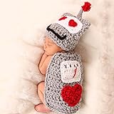 ハンドメイド 0-6ヶ月に合う 撮影写真 ベビー 幼児 編む ロボット 帽子+ロンパース 0-6ヶ月に合う 【1点】