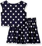 Pippa & Julie Little Girls' Skirt and Top Set Outfit Navy Dot 2T [並行輸入品]