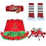 （イーエフイー）EFE　子供コスチューム　クリスマス衣装　ロンパーススカート+ヘッドバンド+靴+レッグウォーマー　可愛い4点セット　ベビー仮装　変装　赤ちゃん　サンタさん レッド5 L