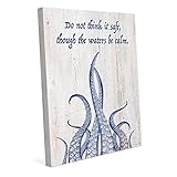 Do Not Think It安全、Though the Waters Be Calm – ブルー: Pirate Nautical Saying Quote with Tentaclesのビーチハウ