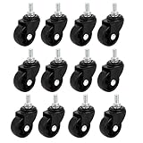 uxcell キャスターホイール 金属 PP M8x15mm ボールベアリング トロリーキャスター 360度回転 12個入り