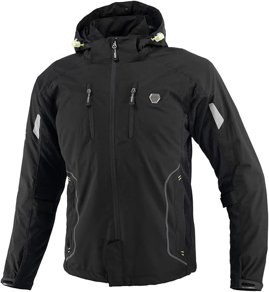 Komine JK-1123 07-1123 Men's Protective Half-Mesh Jacket for Motorcyclists, Black, 3XL - 1