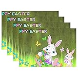 wihveプレースマットWipeableダイニングEaster Bunnyバタフライフラワー 12 x 18 inch