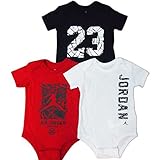 NIKE(ナイキ)エア・ジョーダン 黒x赤x白BREAK THE WALLジャンプマン23半袖ボディスーツ3枚セット (3-6months（身長約65-70cm）) [並行輸入品]