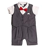 dizoon（ディゾン）ベビー キッズ 子供服 フォーマル 男の子 カバーオール ロンパース セレモニー 結婚式 誕生日 80 90 95cm (80cm, グレイストライプ)