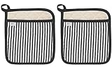 Now Designs Superior Potholders, Set of Two, Narrow Stripe black