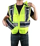 Safety Depot Class 2 Ansi/ISEA Mesh Reflective 5 Point Breakaway Public Safety Vest With Zipper, Poc