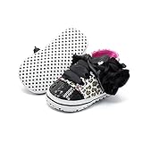 PUERI ベビーシューズ　ファーストシューズ　カジュアルシューズ　シークイン　豹柄　靴紐　滑り止め　歩行練習　ベビー　幼児　女の子 (S, ブラック)